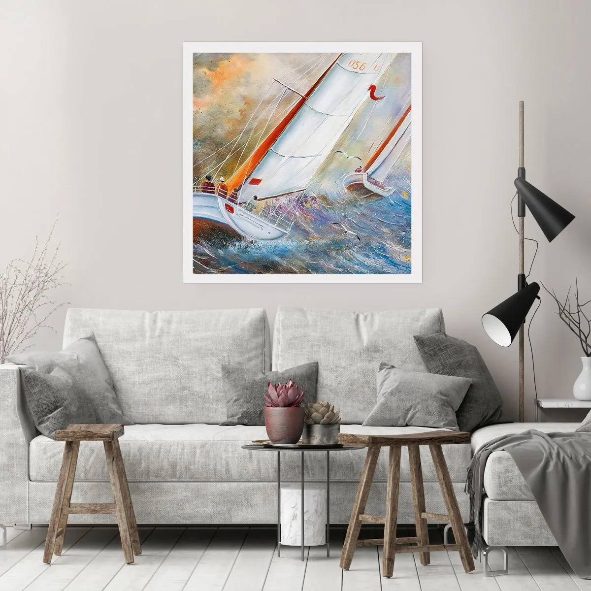 Plakat - Biegnące po falach - 40x40 cm