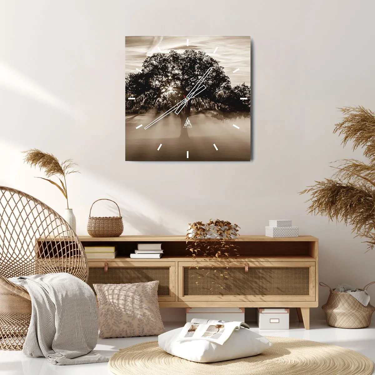 Zegar ścienny - Drzewo wiadomości samego dobrego - 40x40 cm