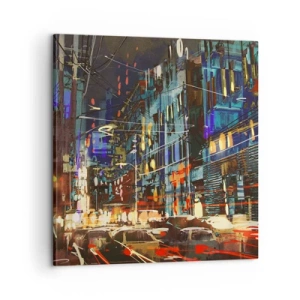 Obraz na płótnie - Wieczorny gwar ulicy - 60x60 cm