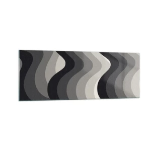 Obraz na szkle - Czarno-białe faliste wzory w odcieniach szarości - 140x50cm - Fala za falą - Nowoczesna dekoracja ścienna do salonu i sypialni ARTTOR