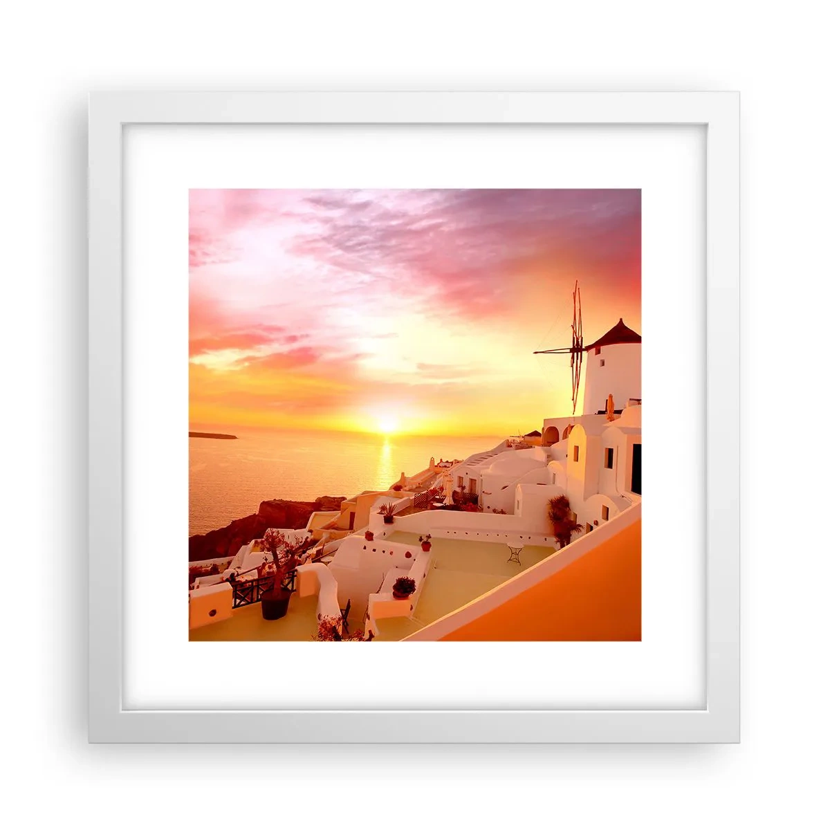 Plakat w białej ramie - Rozpłynąć się w bieli i złocie - 30x30 cm