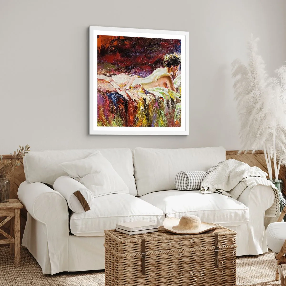 Plakat w białej ramie - Zamyślona Wenus - 60x60 cm