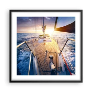 Plakat w czarnej ramie - Biegnąca po falach - 50x50 cm