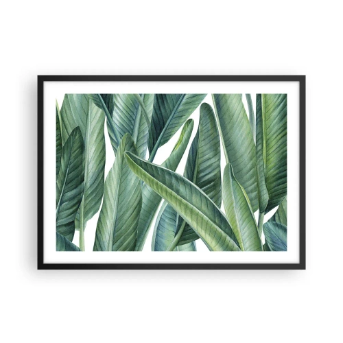 Plakat w czarnej ramie - Zielone liście w minimalistycznym, botanicznym stylu - 70x50cm - Zieleń sama w sobie - Nowoczesna dekoracja ścienna do salonu i sypialni ARTTOR