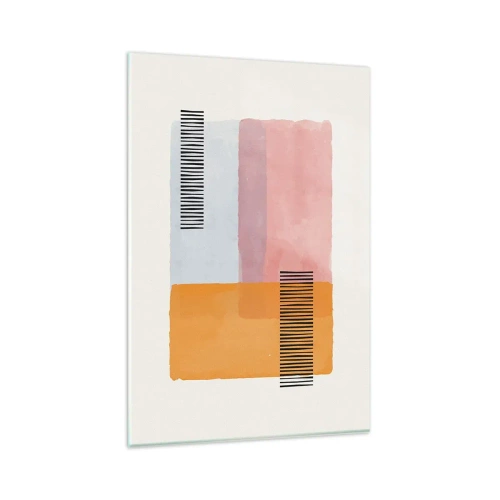 Obraz na szkle - Geometria w pastelowych kolorach z liniami na jasnym tle - 80x120cm - Z kąta w kąt - Nowoczesna dekoracja ścienna do salonu i sypialni ARTTOR