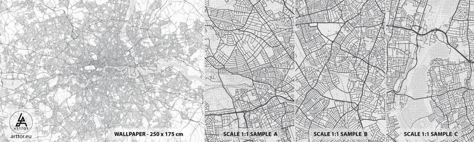 Fototapeta Próbka Premium Canvas - Mapa londyńskiego labiryntu - Miasto, Mapa Miasta, Londyn - 100x30 cm