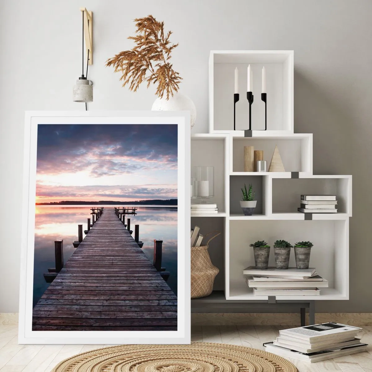 Plakat w białej ramie - Cicha granica dnia i nocy - 40x50 cm