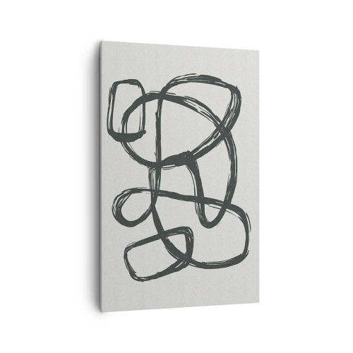 Obraz na płótnie - Abstrakcyjne linie tworzące swobodne kształty na jasnym tle - 80x120cm - Zapętlona abstrakcja - Nowoczesna dekoracja ścienna do salonu i sypialni ARTTOR