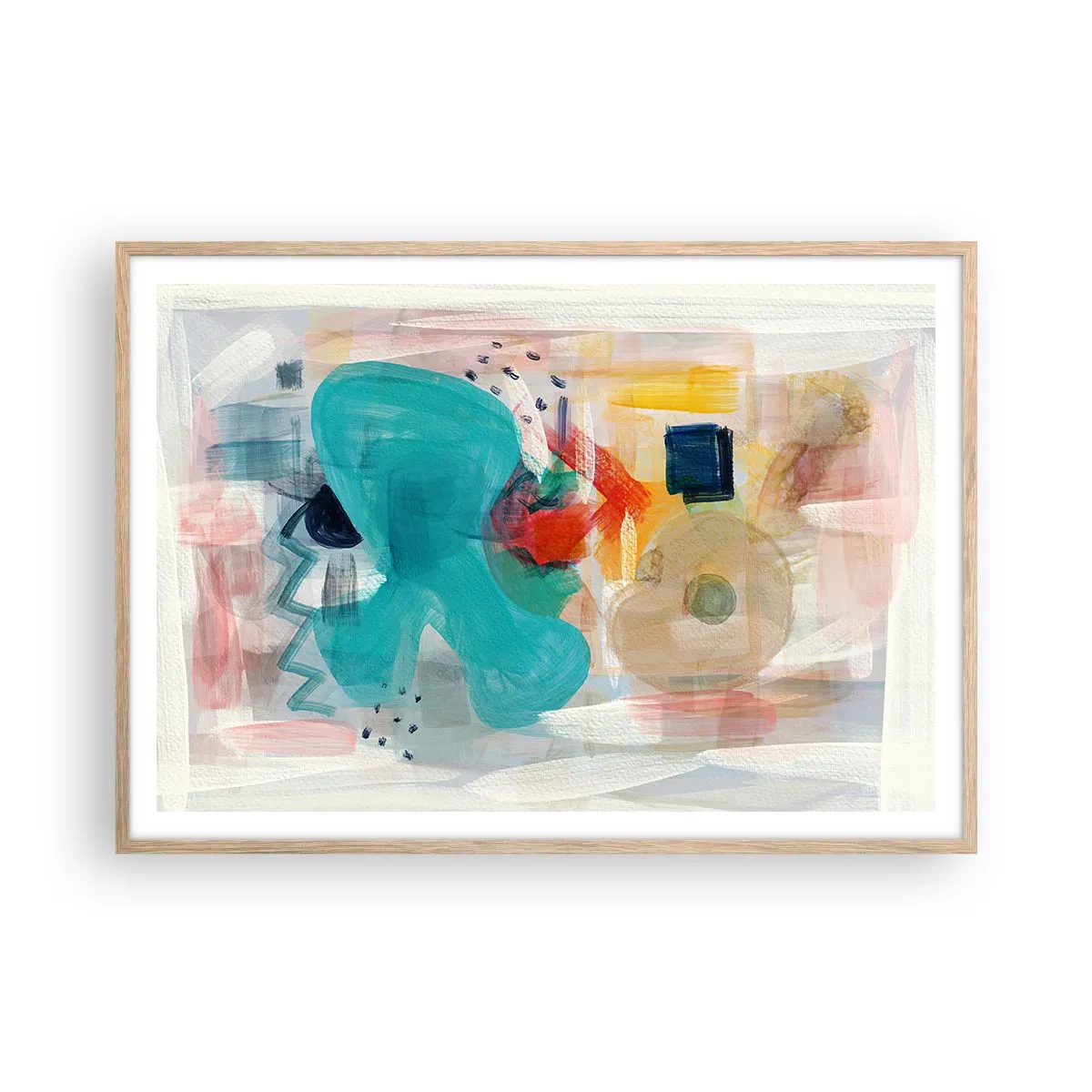 Plakat w ramie jasny dąb - Kolorowa gra - 100x70 cm