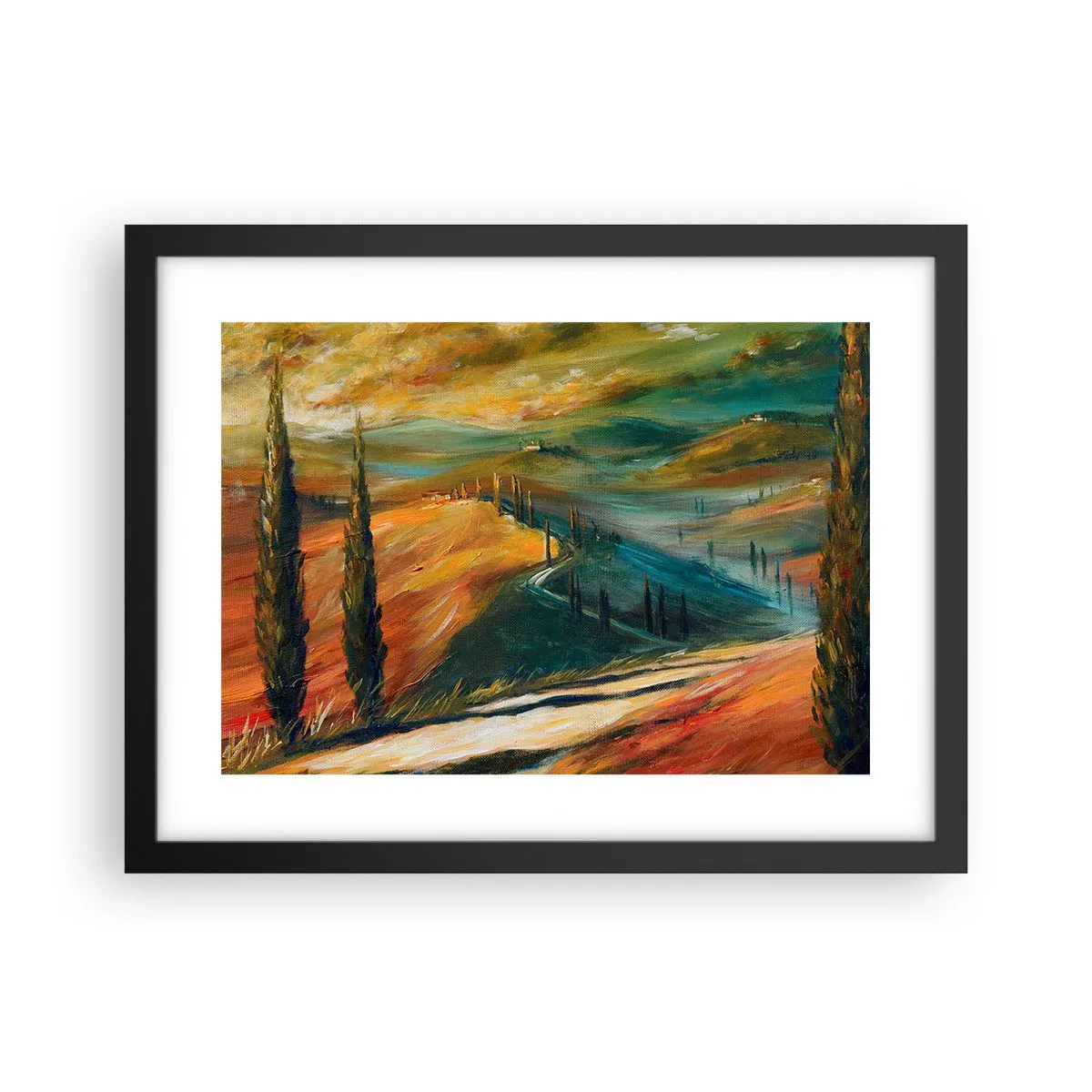Plakat w czarnej ramie - Toskański pejzaż - 40x30 cm
