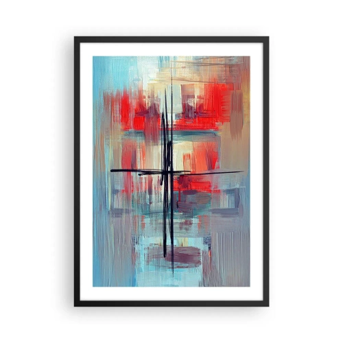 Plakat w czarnej ramie - Abstrakcyjna kompozycja w dynamicznych barwach - 50x70cm - Pejzaż w nieznanym wymiarze - Nowoczesna dekoracja ścienna do salonu i sypialni ARTTOR