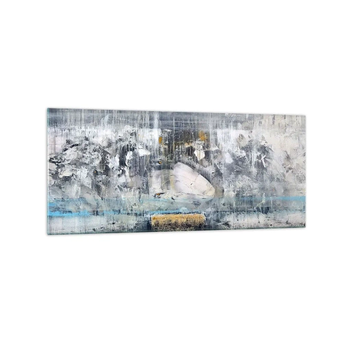 Obraz na szkle - Abstrakcyjna kompozycja w chłodnych tonacjach - 120x50cm - Jak po lodzie, jak po grudzie - Nowoczesna dekoracja ścienna do salonu i sypialni ARTTOR