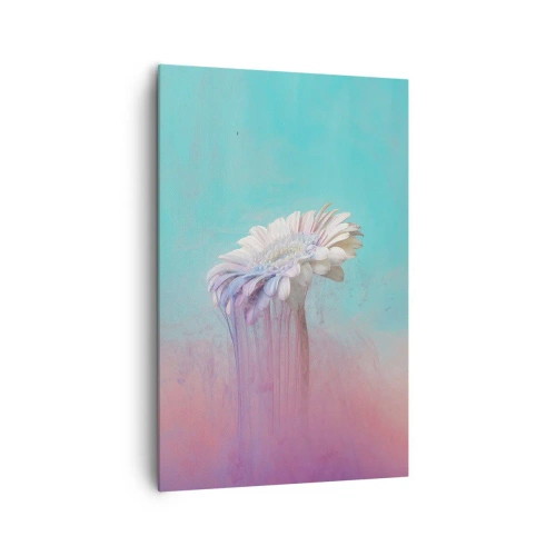 Obraz na płótnie - Pastelowa gerbera z efektem rozmycia - 80x120cm - Zaświaty kwiatów - Nowoczesna dekoracja ścienna do salonu i sypialni ARTTOR