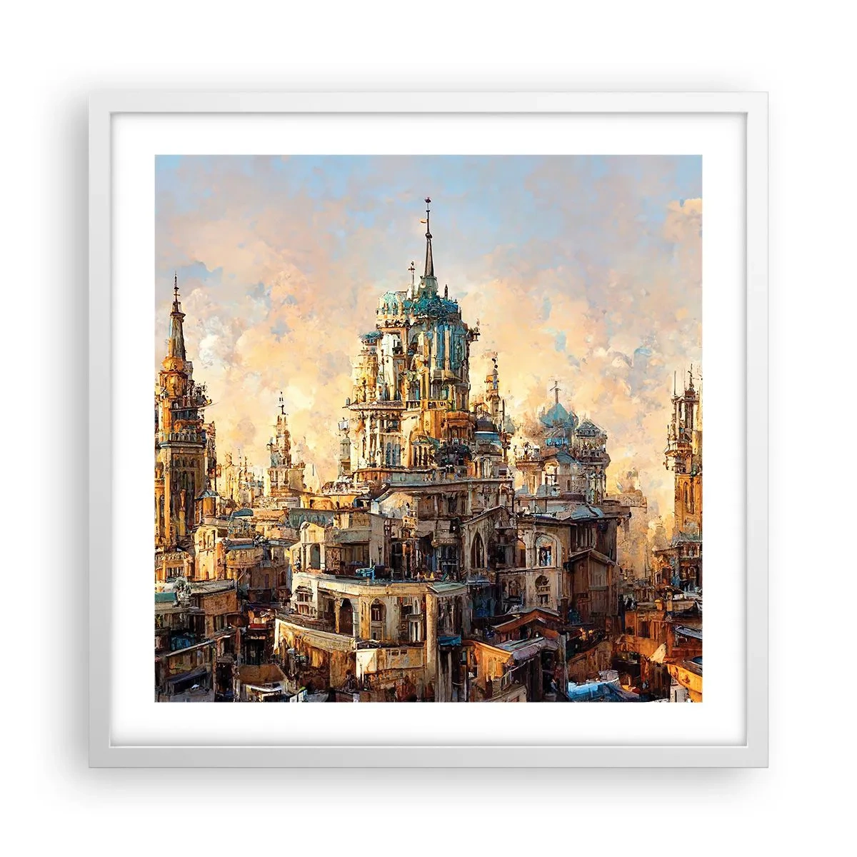 Plakat w białej ramie - Miasto miast - 50x50 cm