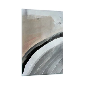 Obraz na szkle - Abstrakcyjny łuk w odcieniach czerni, szarości i beżu - 80x120cm - Kompozycja: łuk czerni i szarości - Nowoczesna dekoracja ścienna do salonu i sypialni ARTTOR