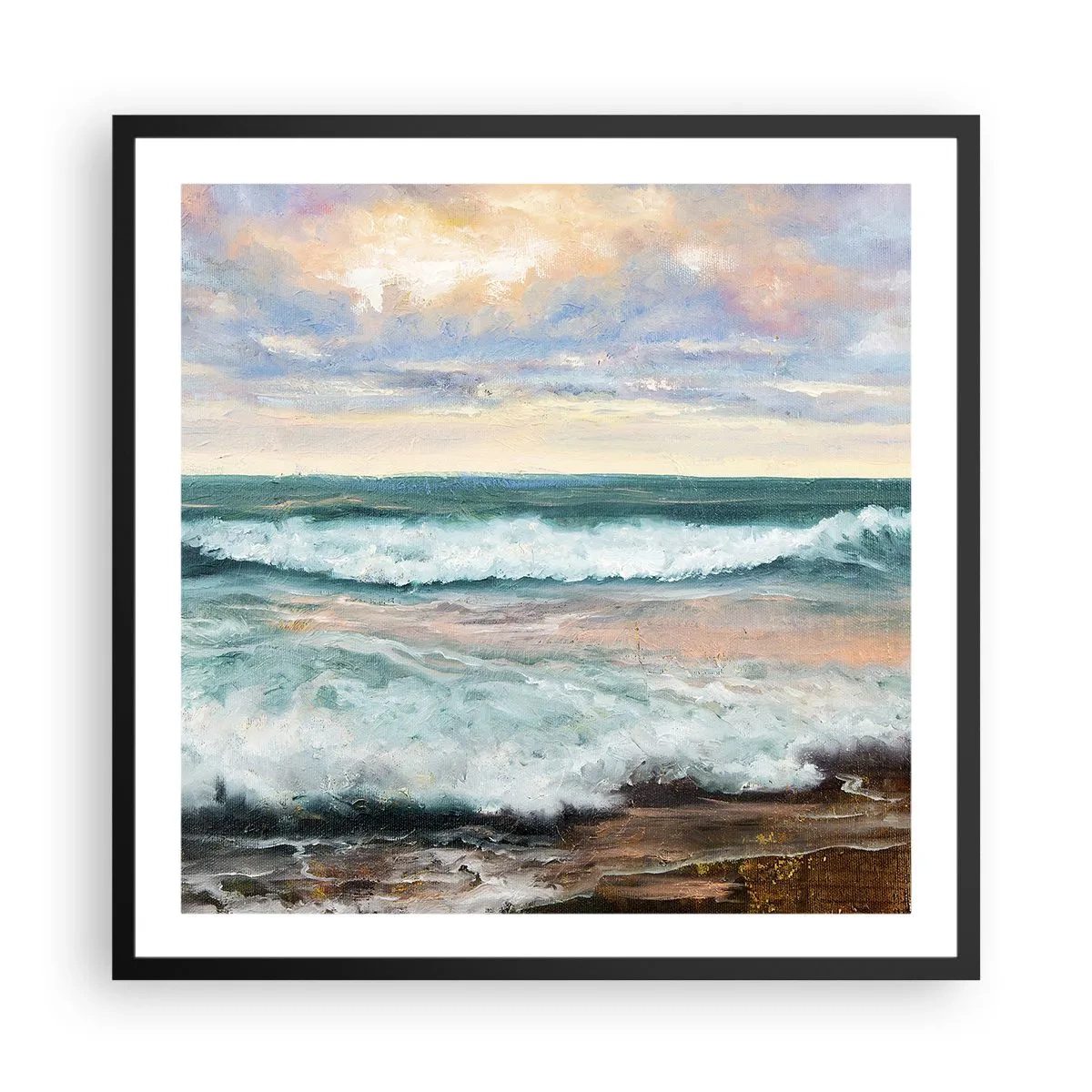 Plakat w czarnej ramie - Tutaj wygładzisz duszę - 60x60 cm