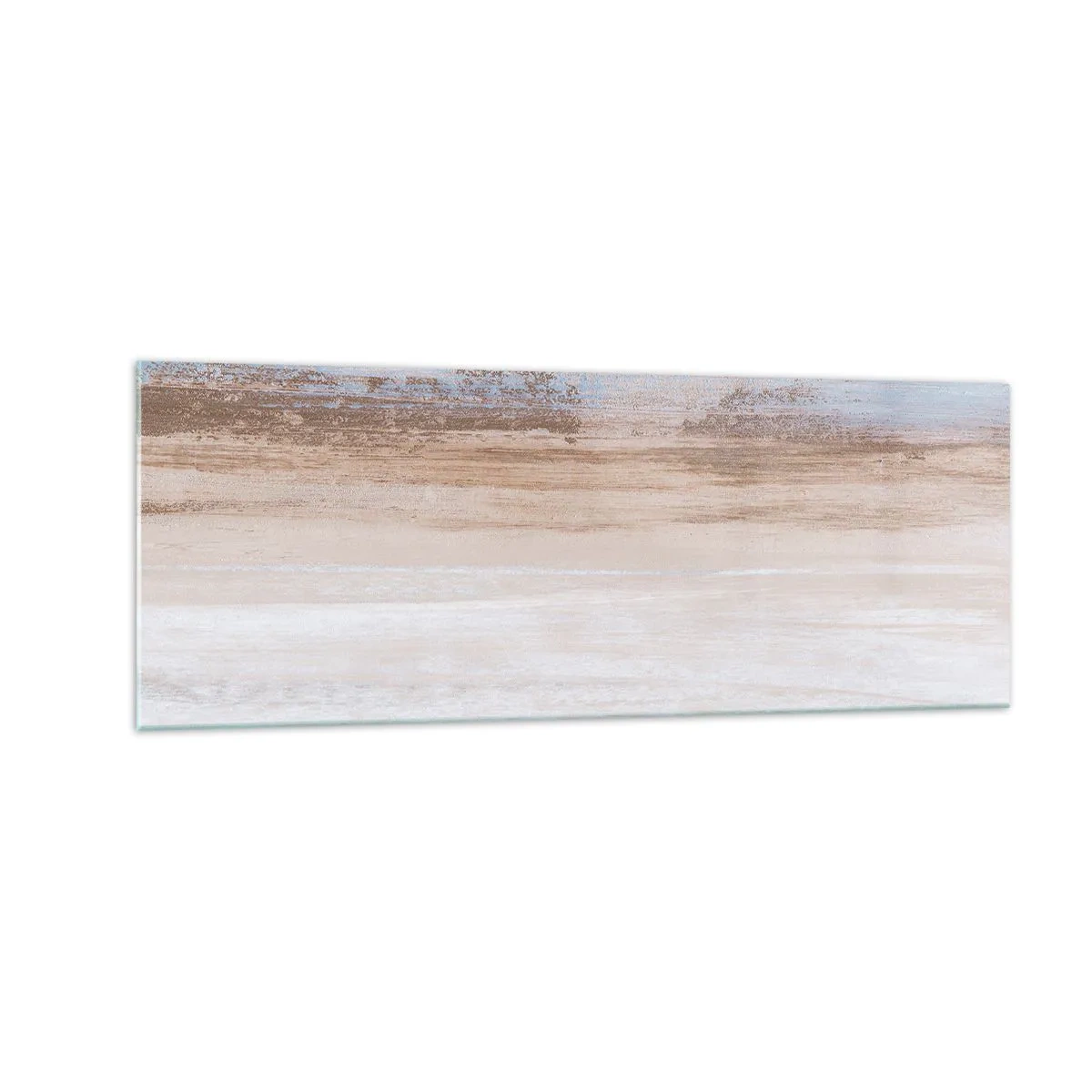 Obraz na szkle - Subtelny pejzaż w pastelowych odcieniach błękitu i beżu - 140x50cm - Niejednoznaczny pejzaż - Nowoczesna dekoracja ścienna do salonu i sypialni ARTTOR