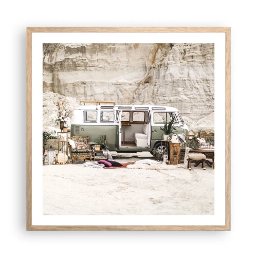Plakat w ramie jasny dąb - Podróż czas zacząć - 60x60 cm