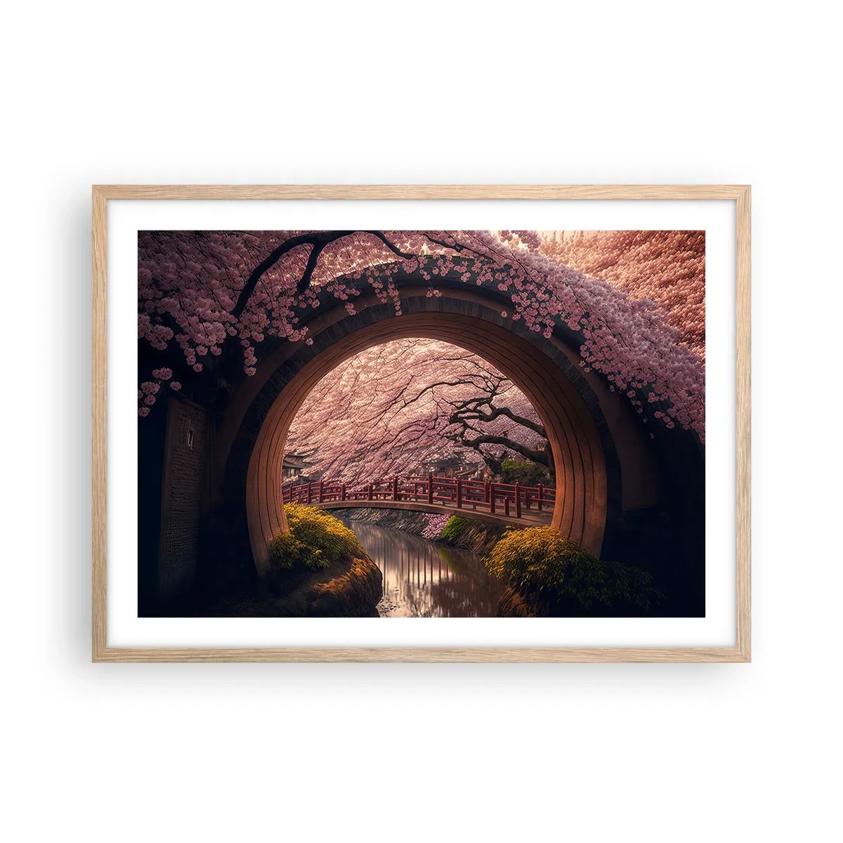 Plakat w ramie jasny dąb - Japońska wiosna - 70x50 cm
