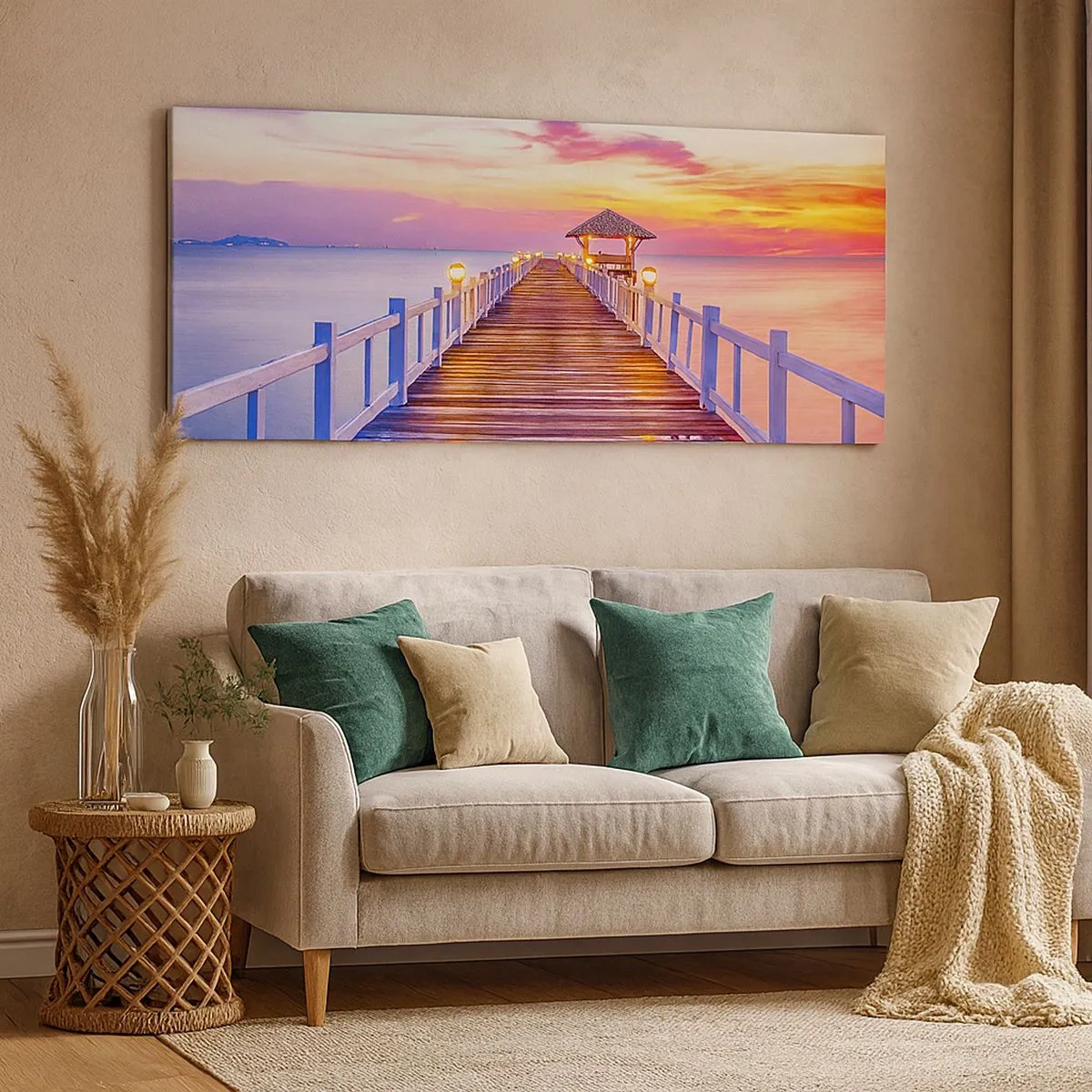 Obraz na płótnie - Liliowo-złota cisza wieczoru - 100x40 cm