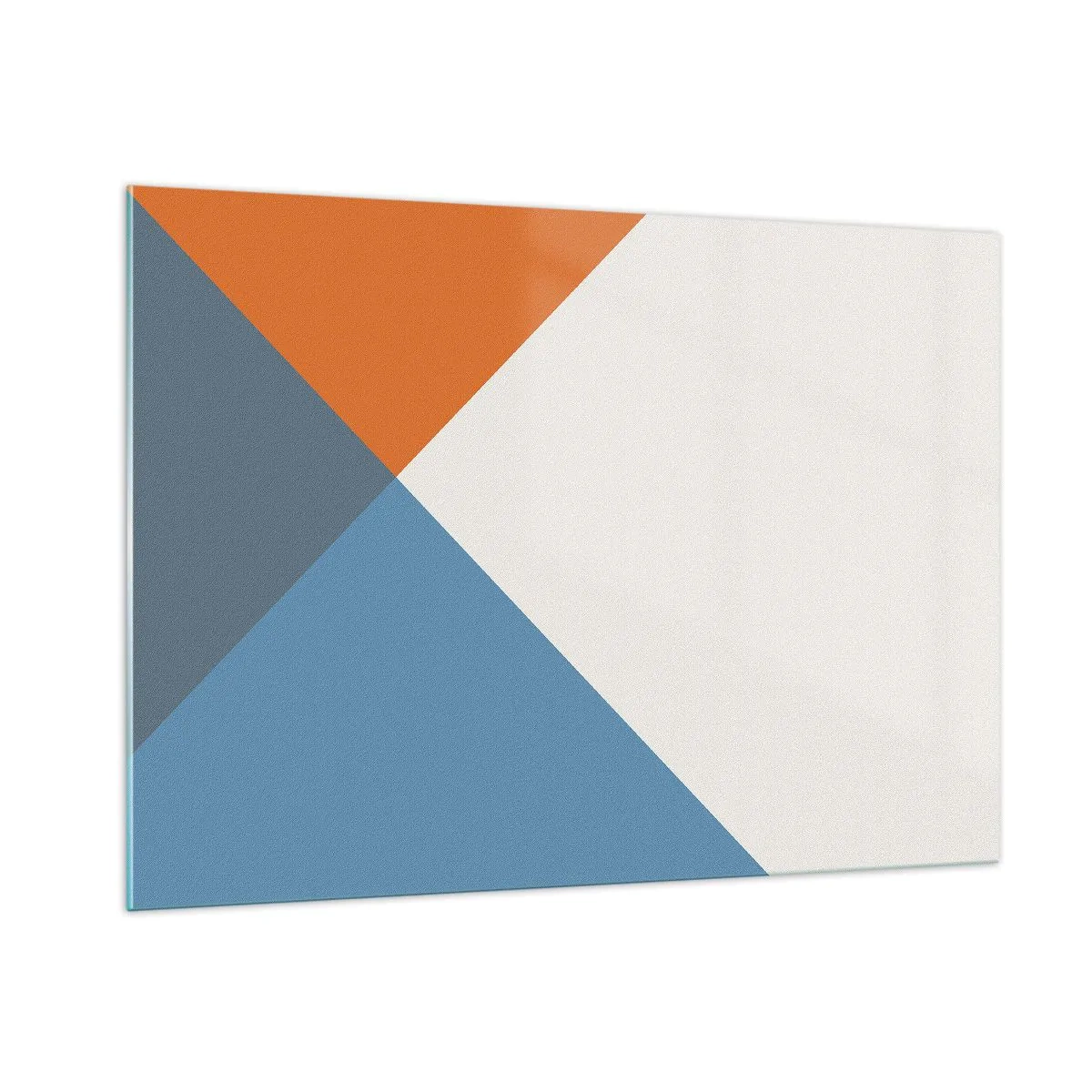 Obraz na szkle - Geometryczna kompozycja z kolorowymi trójkątami - 100x70cm - Pod kątem… - Nowoczesna dekoracja ścienna do salonu, kuchni i sypialni ARTTOR