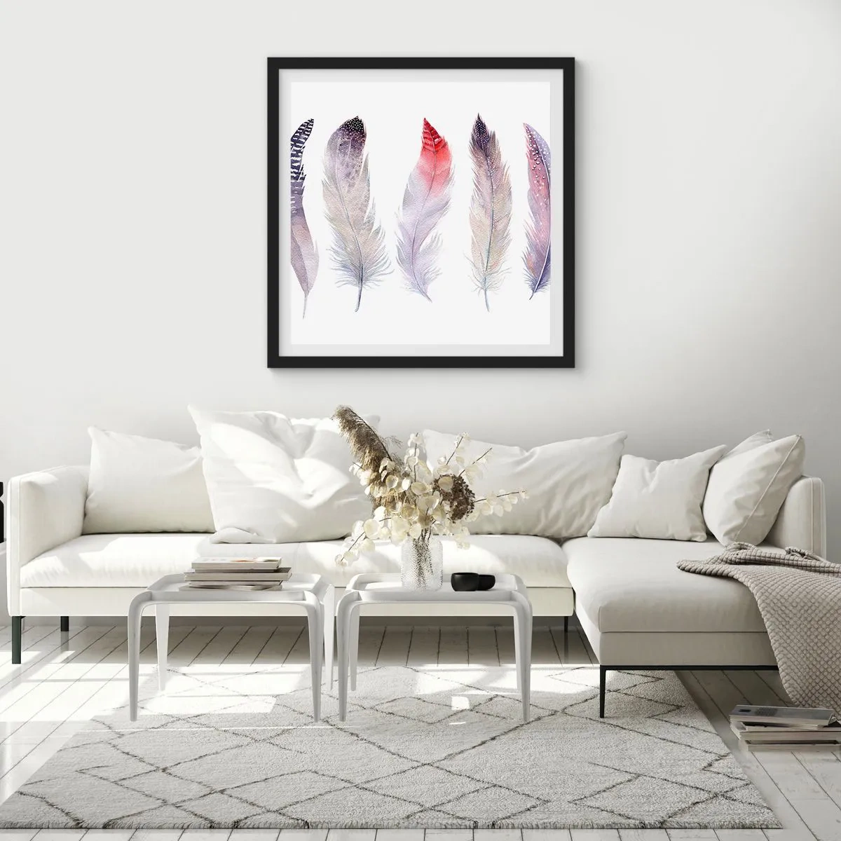 Plakat w czarnej ramie - Delikatne jak różnobarwna mgła - 30x30 cm
