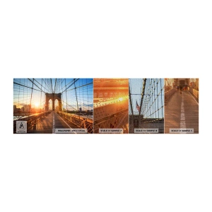 Fototapeta Próbka Premium Sand - Na złotym moście - Nowy Jork, Most Brookliński, Architektura - 100x30 cm