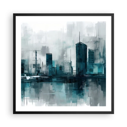 Plakat w czarnej ramie - Miasto w kolorze deszczu - 60x60 cm