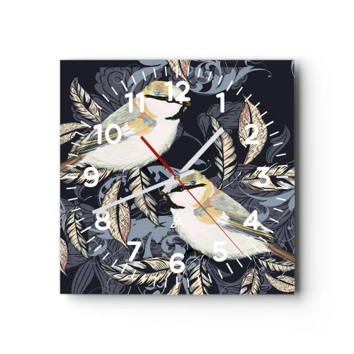 Zegar ścienny - Żółto-błękitny trel - 30x30 cm