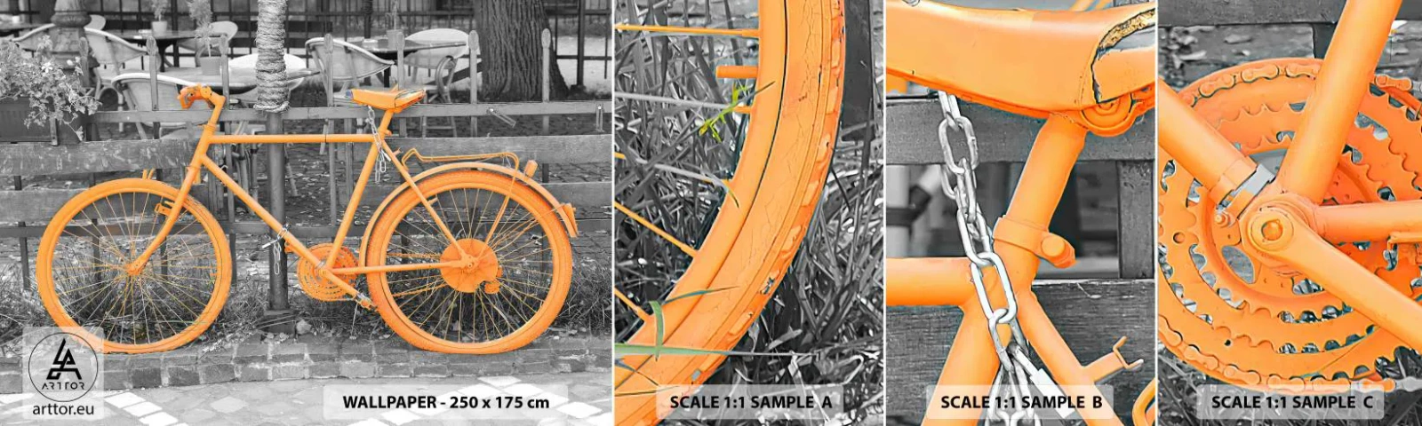 Fototapeta Próbka Samoprzylepna Deluxe Sticker - Idź, ja tu poczekam - Rower Vintage, Miasto, Podróże - 100x30 cm