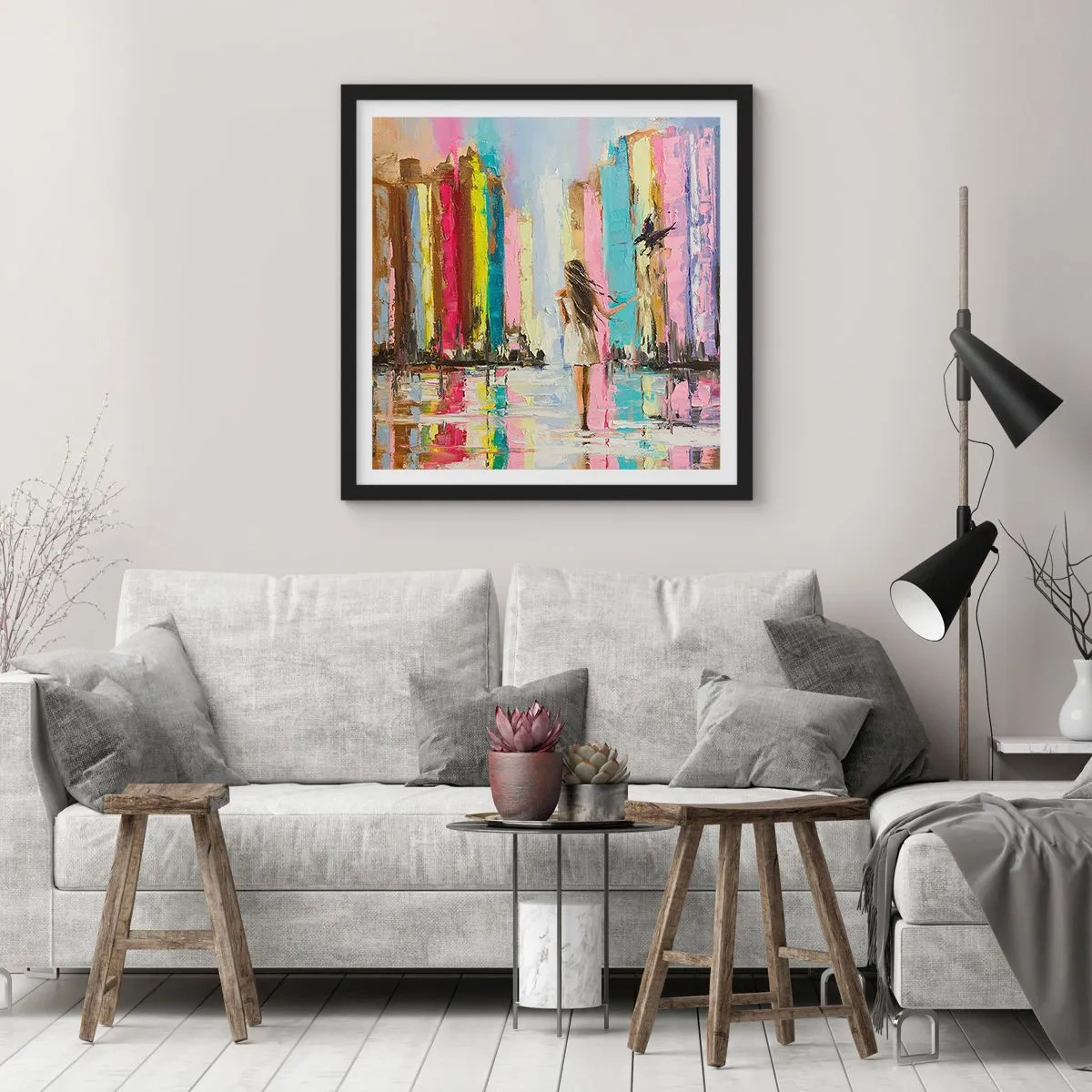 Plakat w czarnej ramie - Idż za mną - 50x50 cm