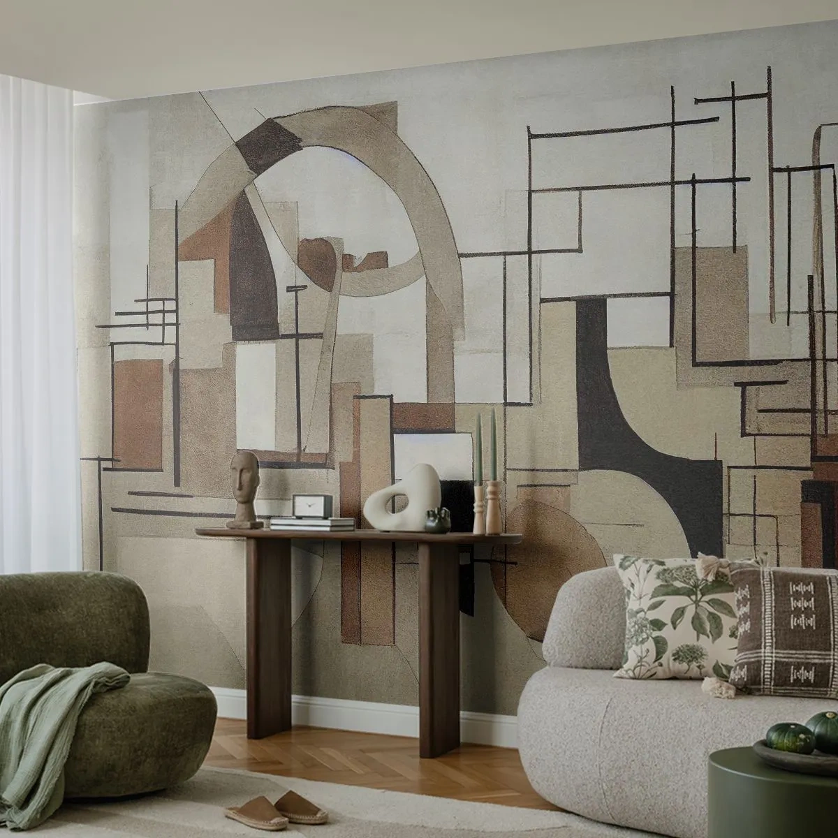 Fototapeta Premium Sand - Pejzaż miejski 2.0 - Abstrakcja, Sztuka, Kształty - 200x140 cm