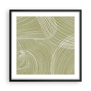 Plakat w czarnej ramie - Abstrakcja misterna w bieli - 50x50 cm