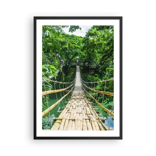 Plakat w czarnej ramie - Wiszący bambusowy mostek w otoczeniu tropikalnej zieleni - 50x70cm - Małpi most nad zielenią - Nowoczesna dekoracja ścienna do salonu i sypialni ARTTOR