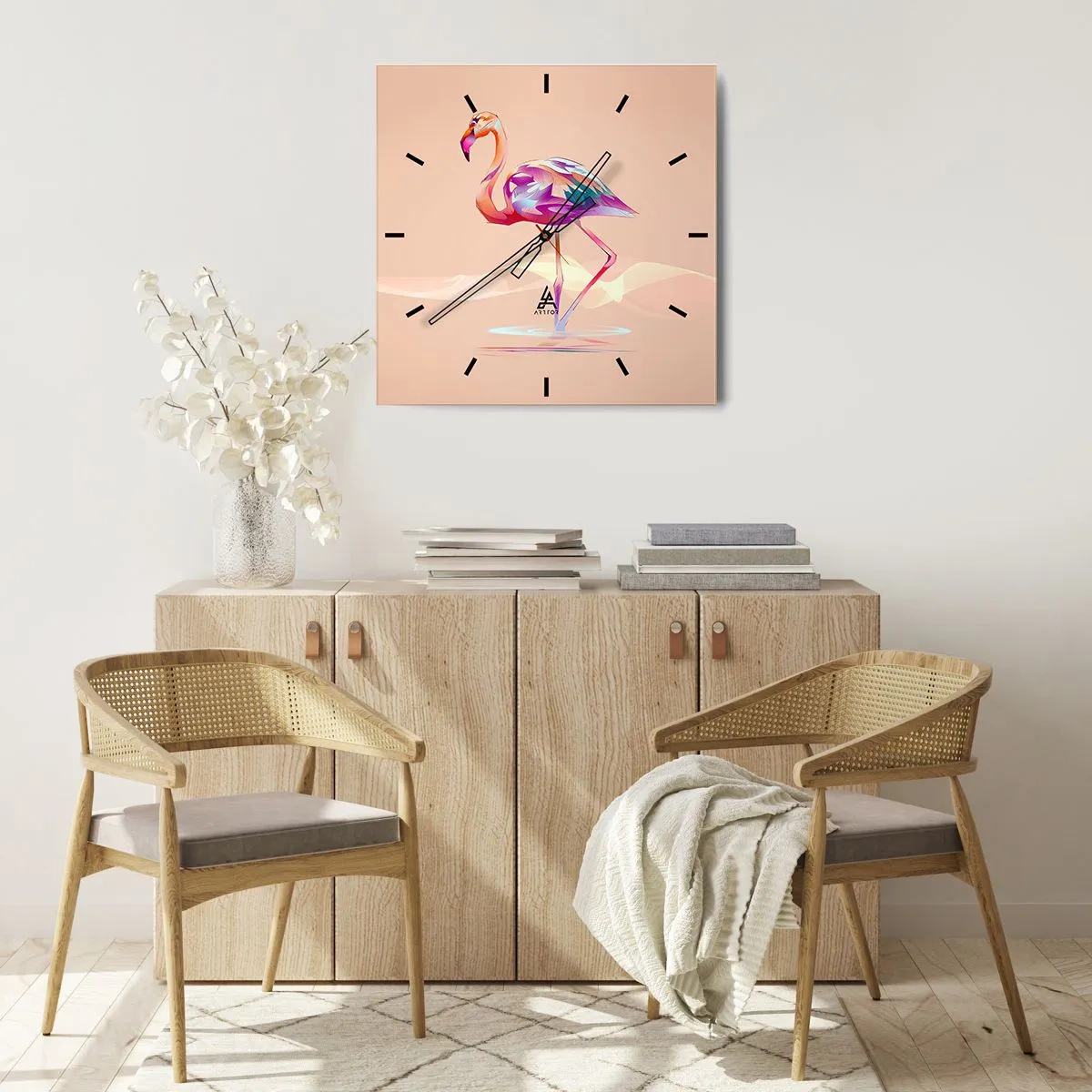 Zegar ścienny - Ptak dobrych emocji - 40x40 cm