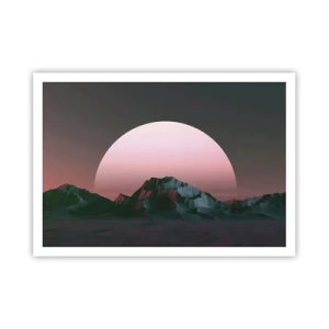 Plakat - Geometryczne góry z zachodzącym słońcem w tle - 100x70cm - W sąsiedniej galaktyce - Nowoczesna dekoracja ścienna do salonu i sypialni ARTTOR