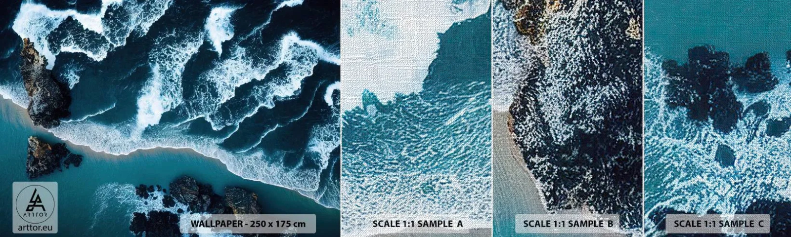 Fototapeta Próbka Premium Canvas - Otulone falami - Klif, Morze, Natura - 100x30 cm