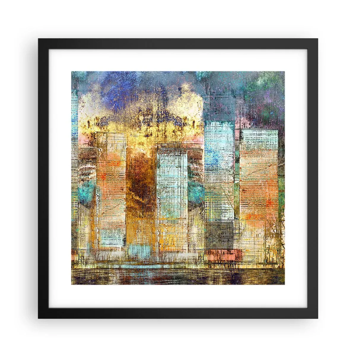 Plakat w czarnej ramie - Słoneczna metropolia - 40x40 cm