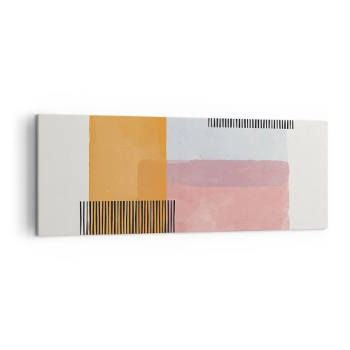 Obraz na płótnie - Geometria w pastelowych kolorach z liniami na jasnym tle - 140x50cm - Z kąta w kąt - Nowoczesna dekoracja ścienna do salonu i sypialni ARTTOR