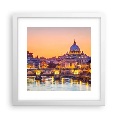 Plakat w białej ramie - Zmierzch nad Wiecznym Miastem - 30x30 cm