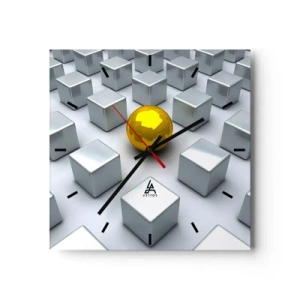 Zegar ścienny - Dlaczego ja? Kompozycja geometryczna - 40x40 cm