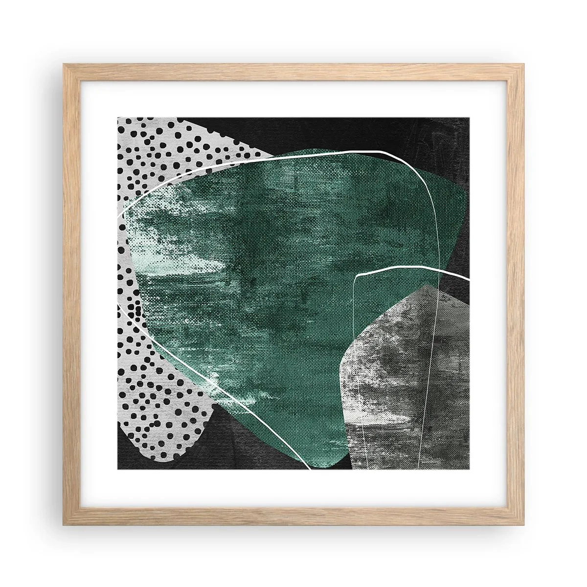 Plakat w ramie jasny dąb - Barwna abstrakcja z płatkiem złota - 40x40 cm