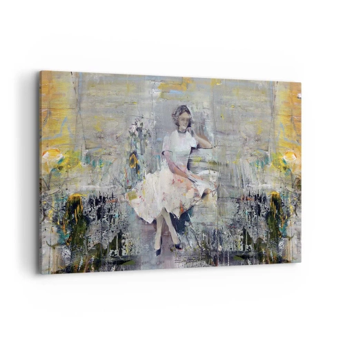 Obraz na płótnie - Artystyczny portret kobiety w pastelowych barwach - 120x80cm - Klasyczna i nowoczesna - Nowoczesna dekoracja ścienna do salonu, kuchni i sypialni ARTTOR