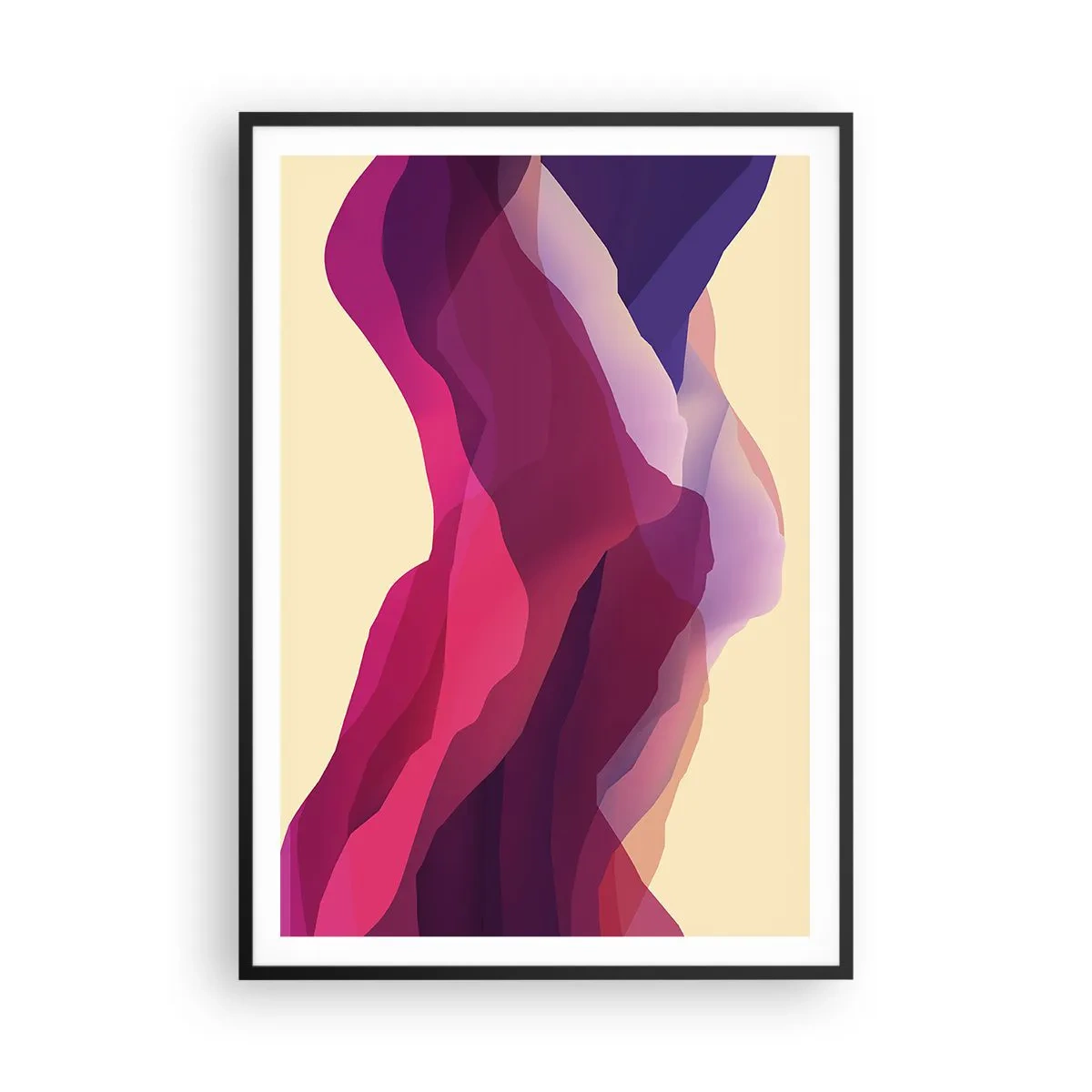Plakat w czarnej ramie - Fale purpury - 70x100 cm
