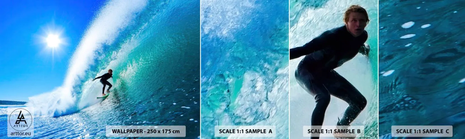 Fototapeta Próbka Standard Eco - Przez wielki błękit - Sport, Surfer, Morze - 100x30 cm