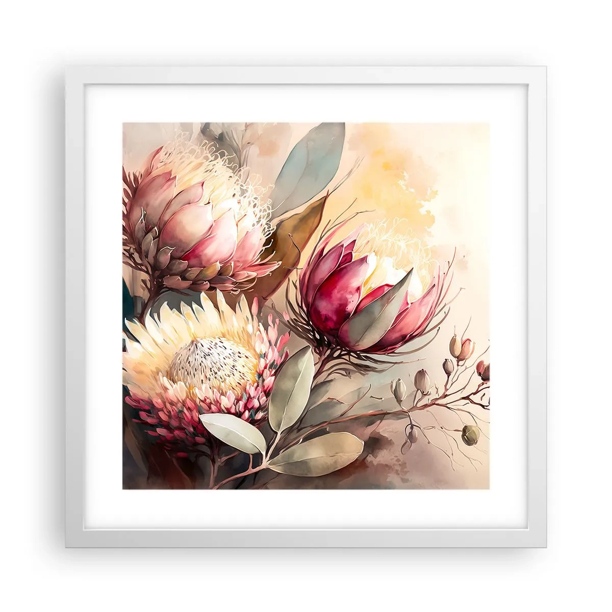 Plakat w białej ramie - Z profilu i en face - 40x40 cm