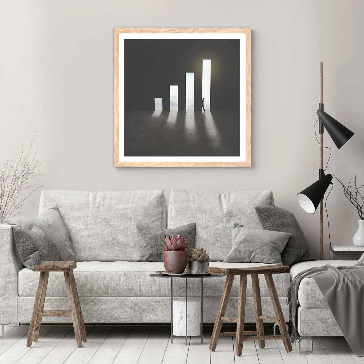 Plakat w ramie jasny dąb - Sukces – impresja - 30x30 cm