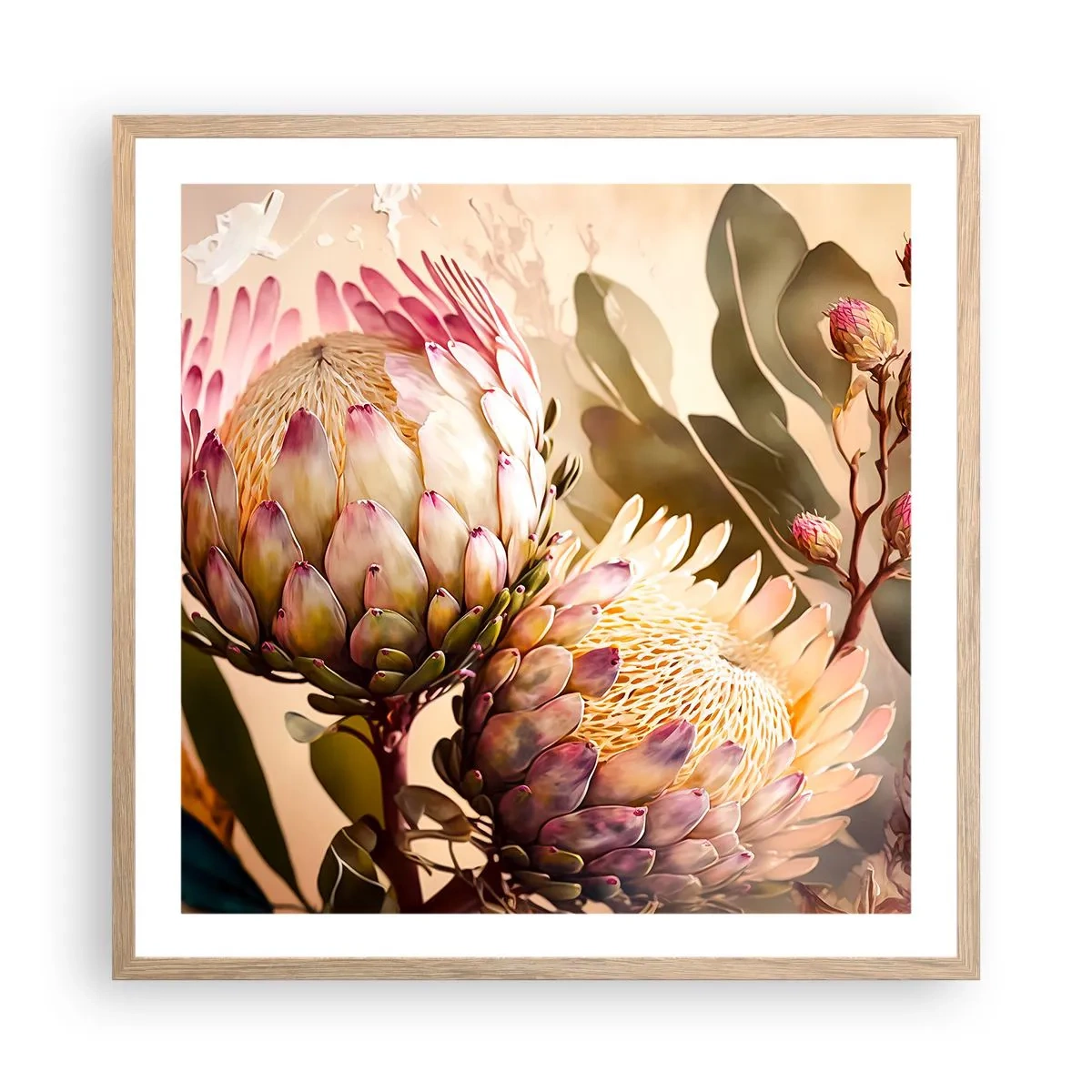 Plakat w ramie jasny dąb - Czule objęte - 60x60 cm