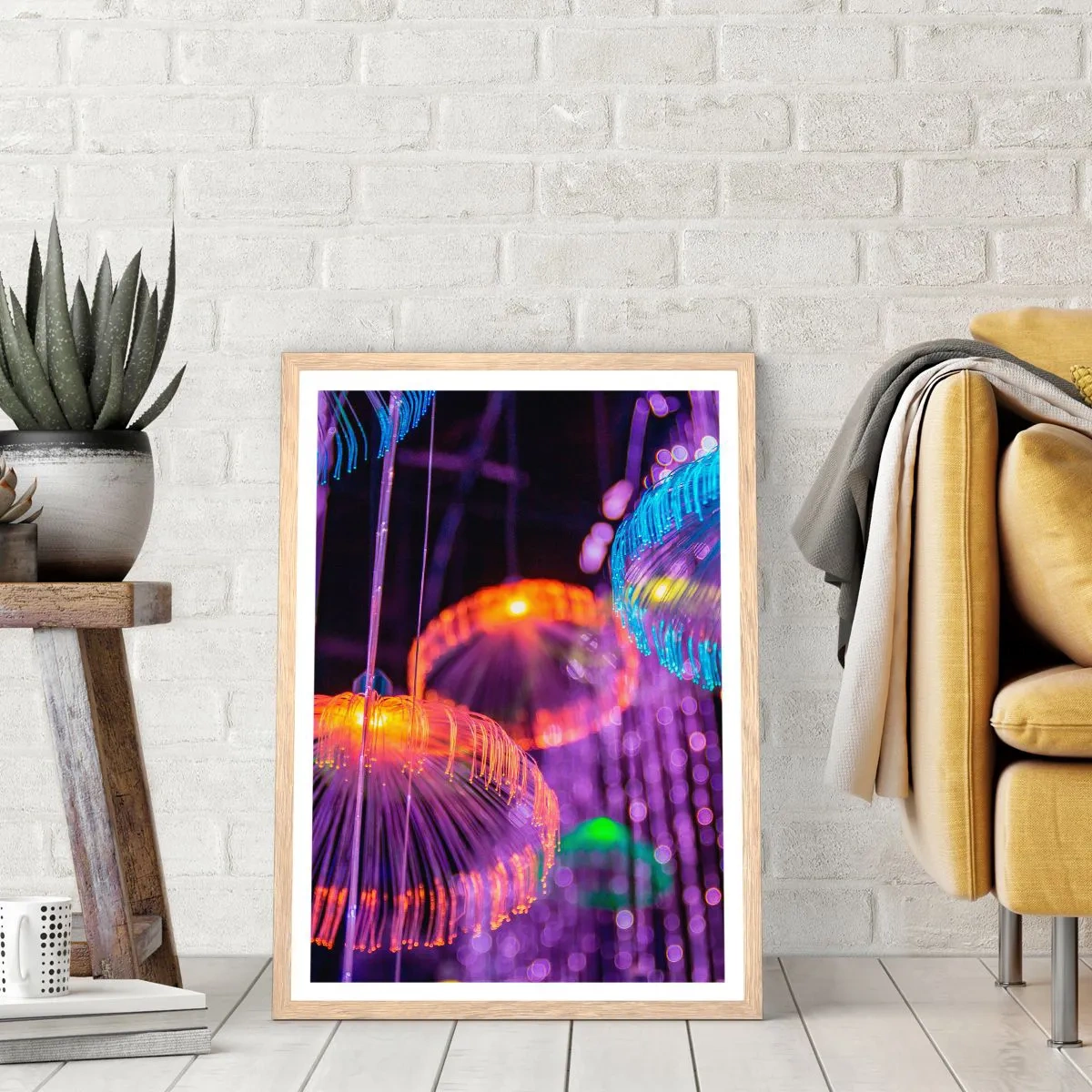 Plakat w ramie jasny dąb - Świetlna fontanna - 40x50 cm