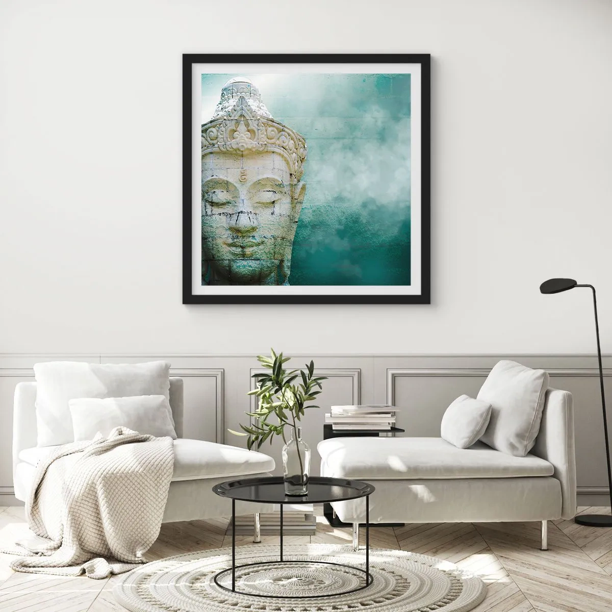 Plakat w czarnej ramie - Poszukując światła - 60x60 cm